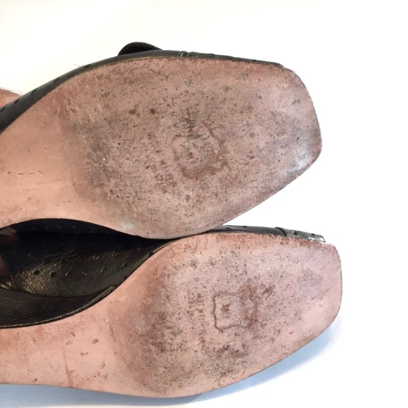 Stuart Weitzman Womens Gray Perforated Leather Wedge Heels Slingback size 6.5 - Picture 11 of 13